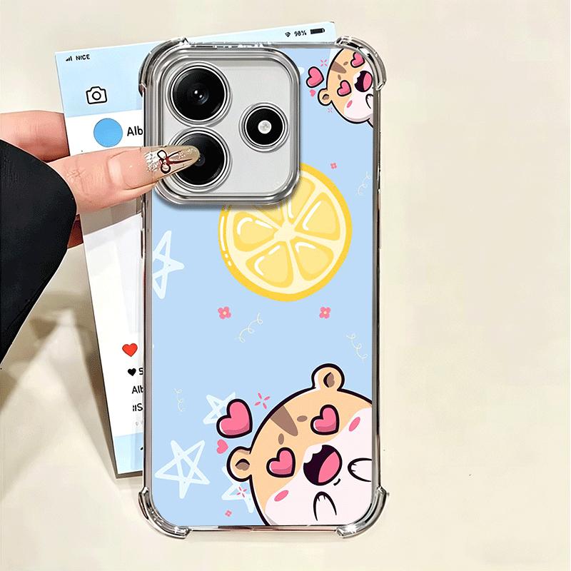 Cartoon Cute Hamster Plating Phone Case For Xiaomi Poco X5 X6 X7 X8 Pro Max F8 Ultra F7 M8 M7 M5S Redmi 15C 15 14C 13C 13 X3 12C