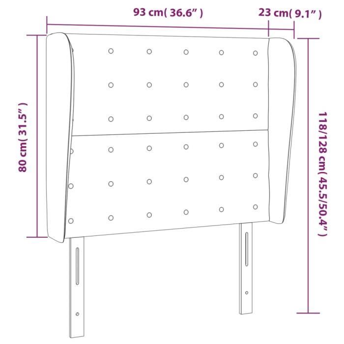VidaXL Headboard with Ears Dark Grey 93x23x118-128 Cm Velvet3118427