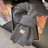 Premium deep sea blue soft waxy knitted small scarf women's winter Korean version versatile student couple warm wool scarf tide