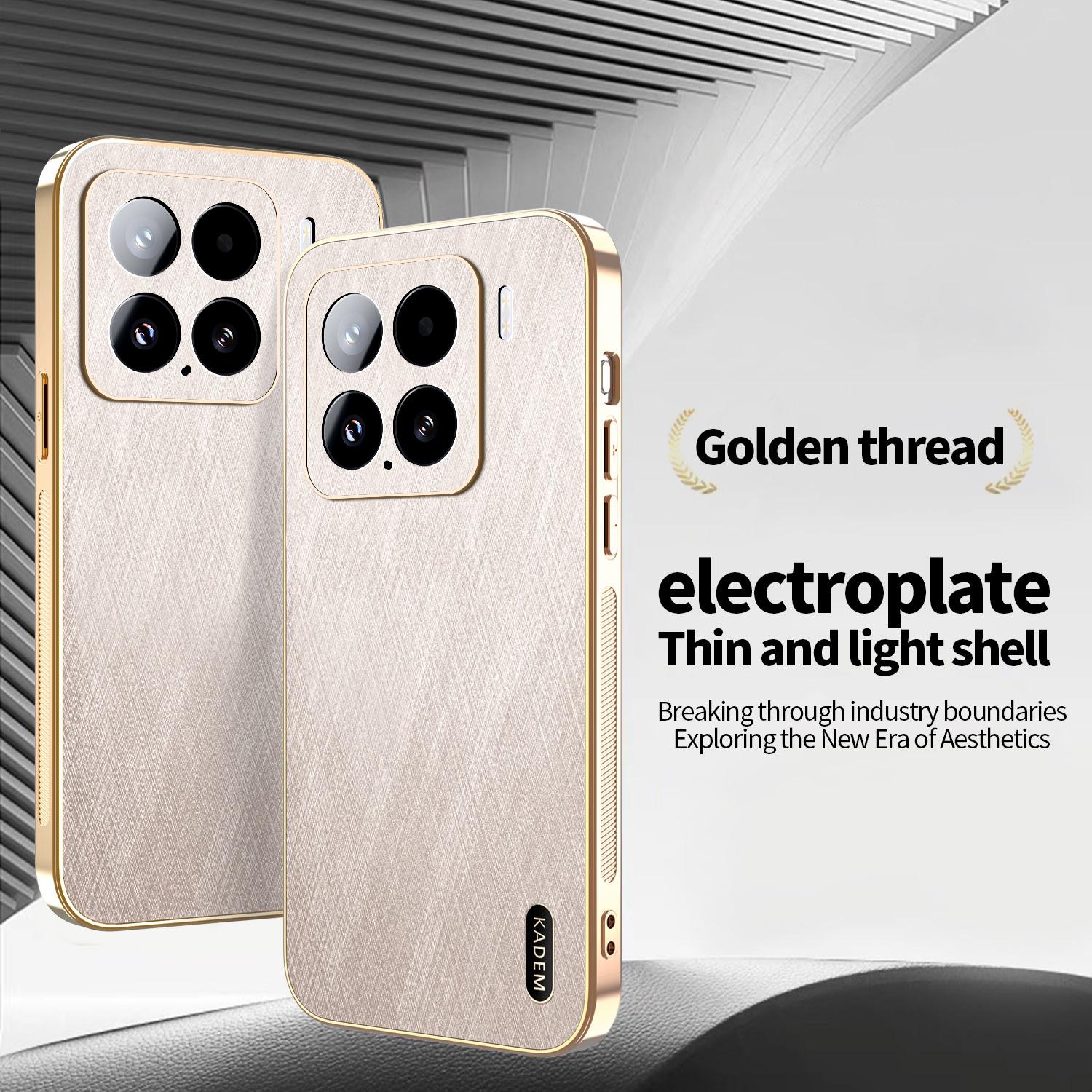 

KADEM For Xiaomi 15 Case Electroplating Silk Texture PU+TPU Phone Back Cover Black