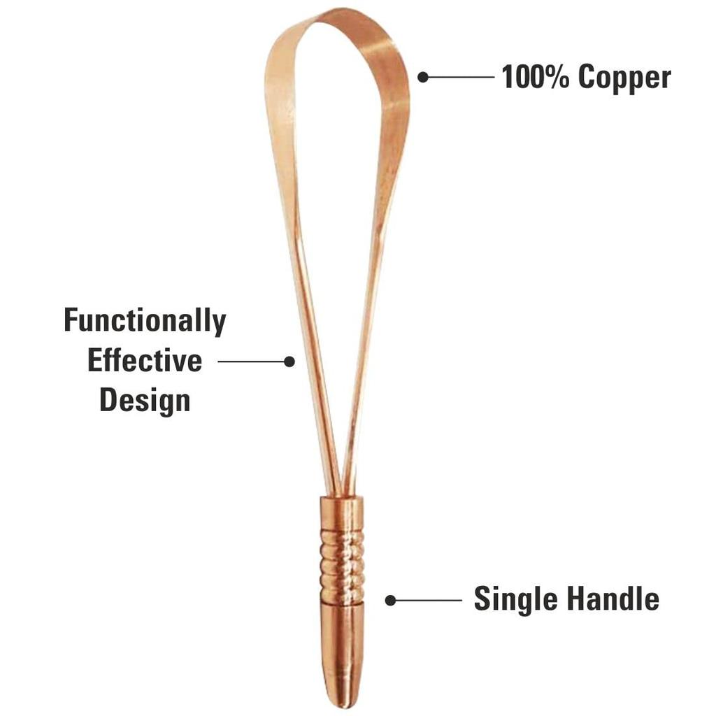 Nurpi Copper Tongue Cleaner for Adults | Fights Bad Breath Oral Care | Single Handel- Pack of 1