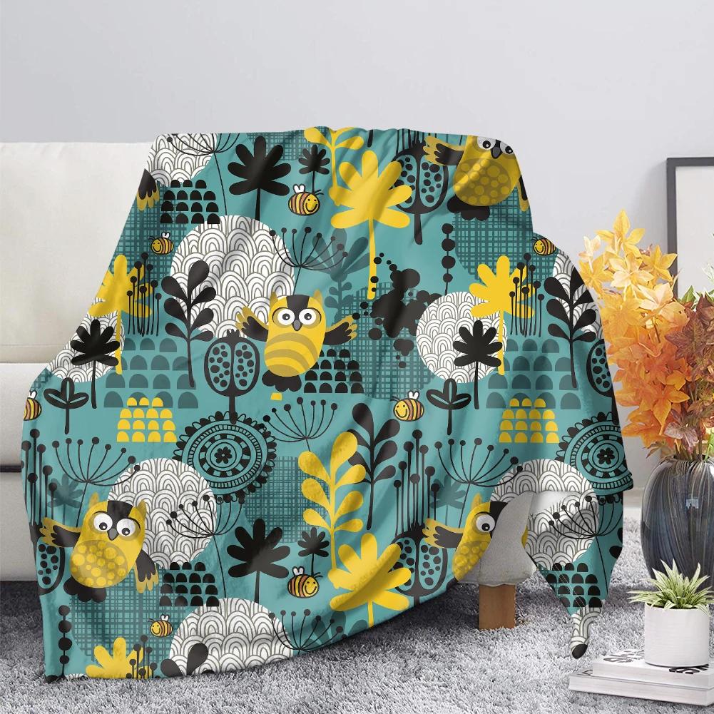 Owl Flannel Throw Blanket Super Soft Lightweight Fleece Blanket Gift for Teenage Girl for Bed Sofa Couch Blanket King Queen Size