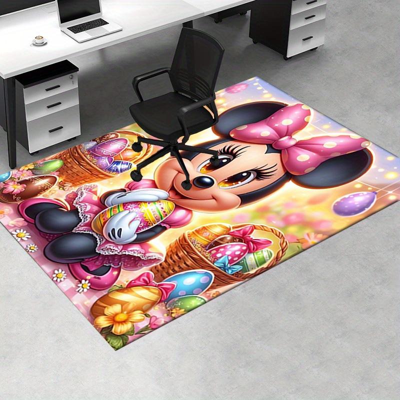 1pc Office Carpet, Under Chair Rug, Gift for Home Decor, Easter Egg Basket with Minnie Mouse, Colorful Eggs