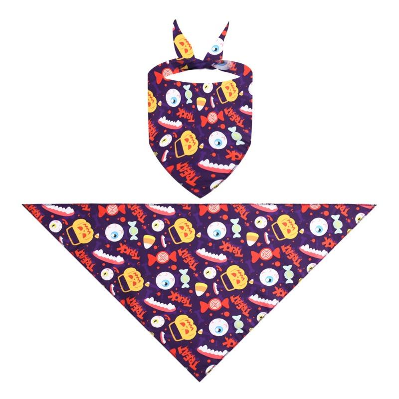 Halloween Pet Bandana Triangle Bib For Cats And Dogs Adjustable Collar Scarf Printed Neck Accessories Puppy Kitten Costume Decor