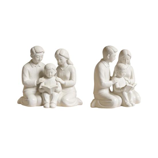 Familjeläsningsstaty, Hartsförälder & Barnskulptur, Minimalistisk Heminredning, Värmande Mors Dag Fars Dag Present, Unik Inflyttningspresent