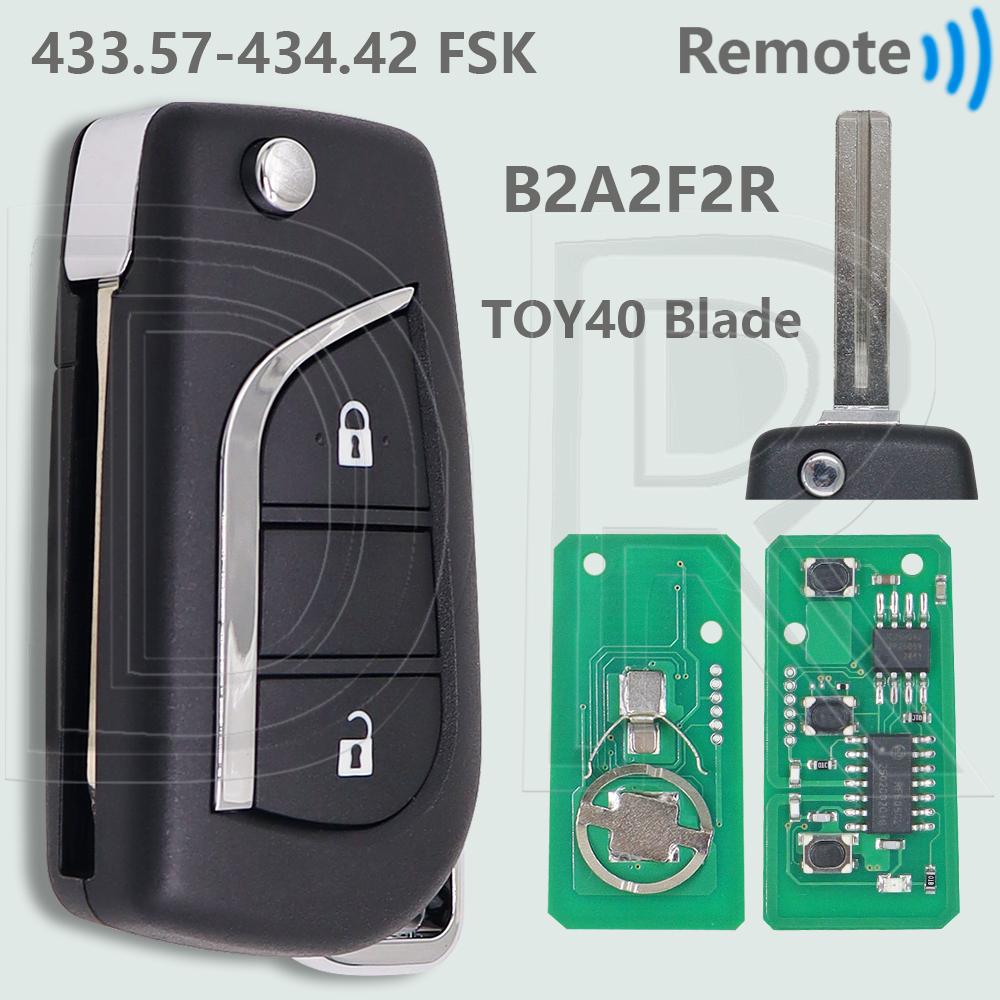 DR B2A2F2R 8A Chip 433.57-434.42 FSK Flip Car Remote Key Fob For Toyota Corolla Yaris Cross HV RAV4 2020 2021 2022 2023 2024 No Chip
