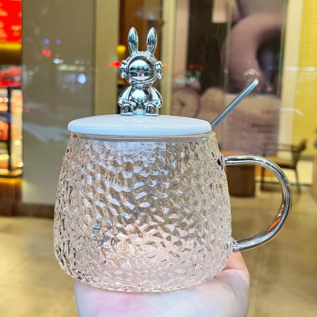 Glastassen für Mädchen mit hochwertigen Wasserbechern für hochtemperaturbeständige Becher mit Deckel für Paare