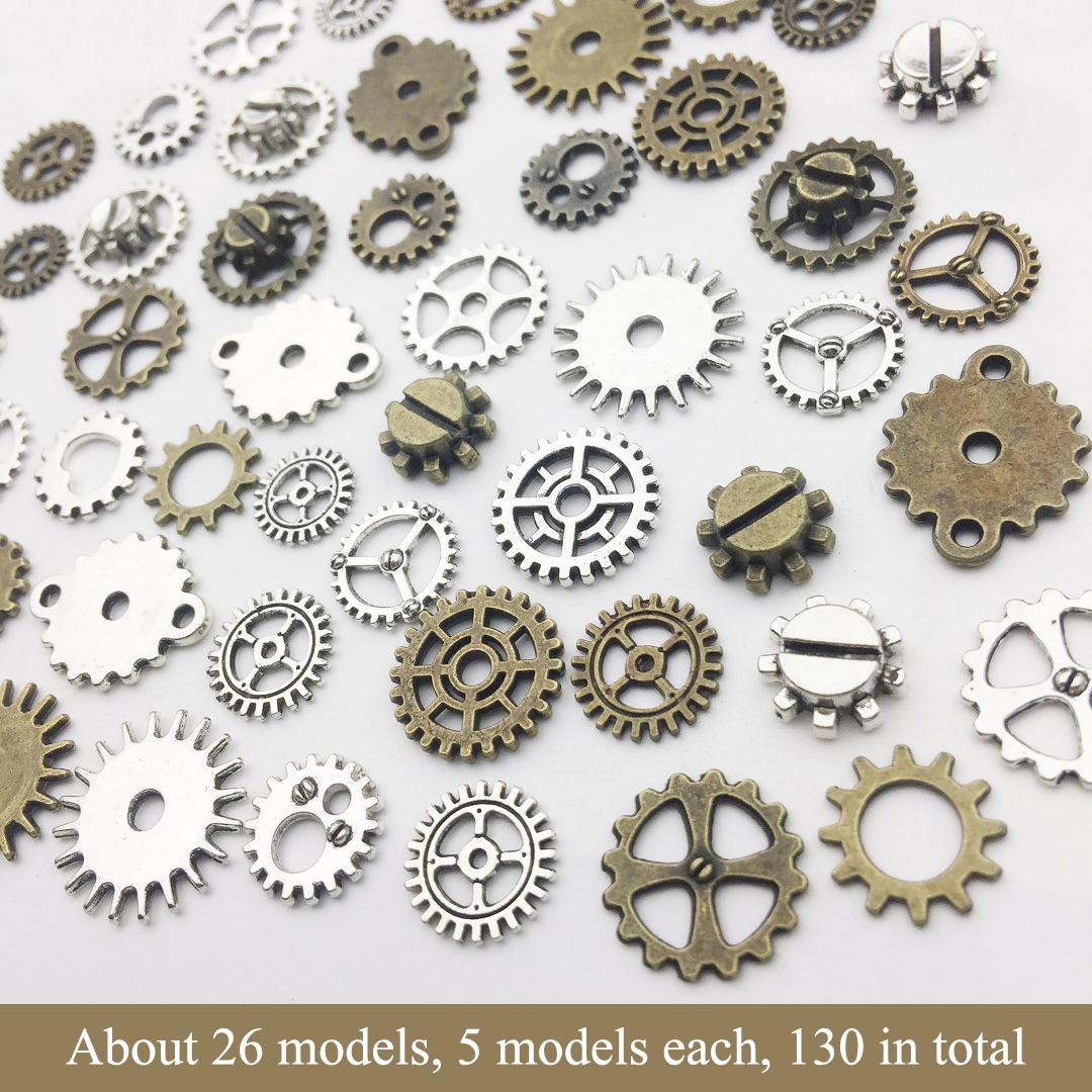 

130PCS Steampunk Gears Jewelry Antique Assorted Pendant DIY Jewelry Making