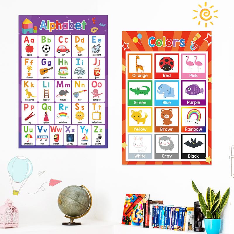 1 Set Classroom Decor 18 Themes Kid English A3 Big Cards Abc Letter/Animal/Numbers/Weather Learning Chart Kindergarten Supplies