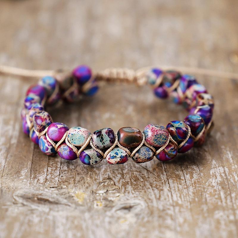 Natural Stone Emperor Stone Beaded Handwoven Friendship Lover Bracelet Bohemian Bracelet Jewelry