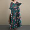 DIMANAF New 2026 Summer Beach Women Plus Size Vintage Lady Long Dress Loose Oversize Maxi Printing Cotton