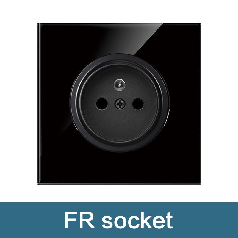 2022 New Black Glass Panel USB Wall Socket EU, Push Wall Switch with LED Indicator Light, UK 13A Wall Socket Switches