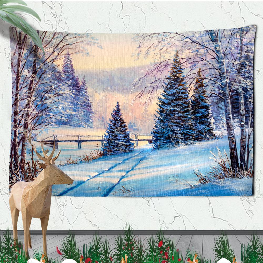 Christmas Wall Hanging Christmas Fireplace Home Wall Christmas Snowman Tapestry Large Size Tapestry