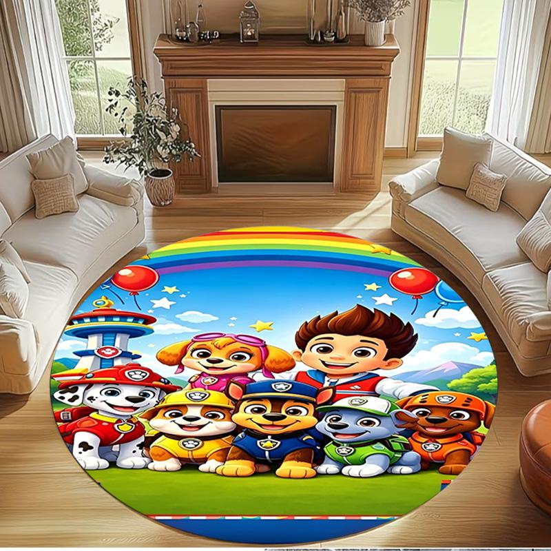 Jungle Pups Print Round Rug, Washable Floor Carpet, For Entryway Dorm Laundry Room Office Study, Home Decor Birthday Christmas Gift