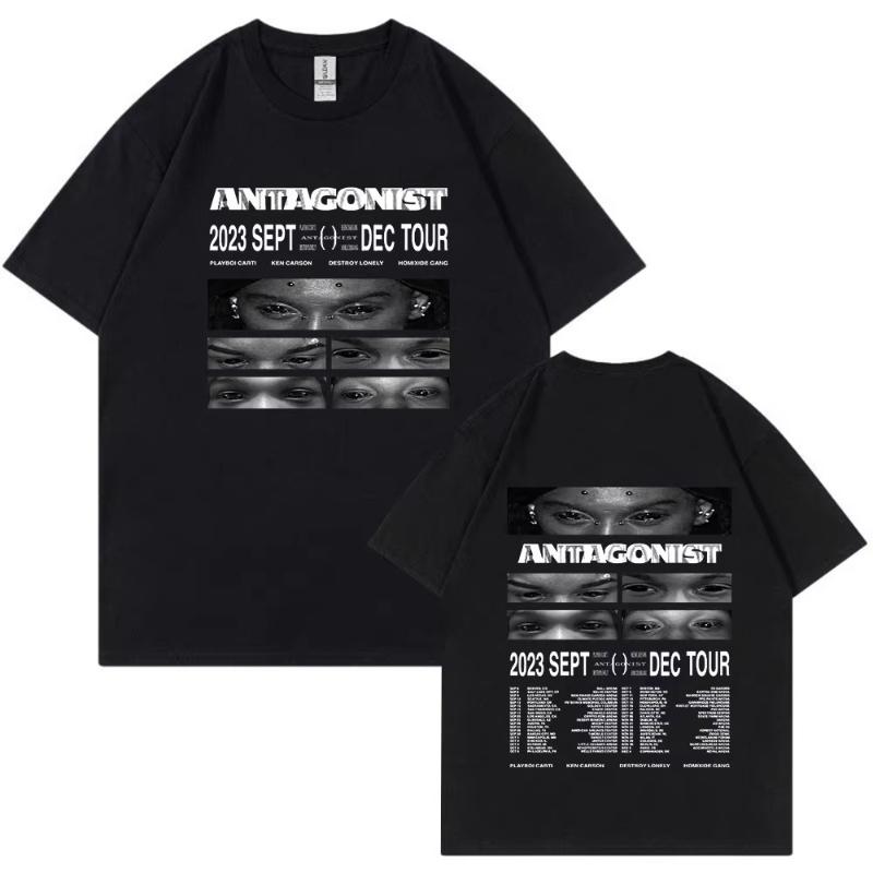 Rapper Playboi Carti Antagonist Tour Tshirt 2023 Concert Fans T Shirt Unisexs Fashion Hip Hop Short Sleeve Oversized Tshirts