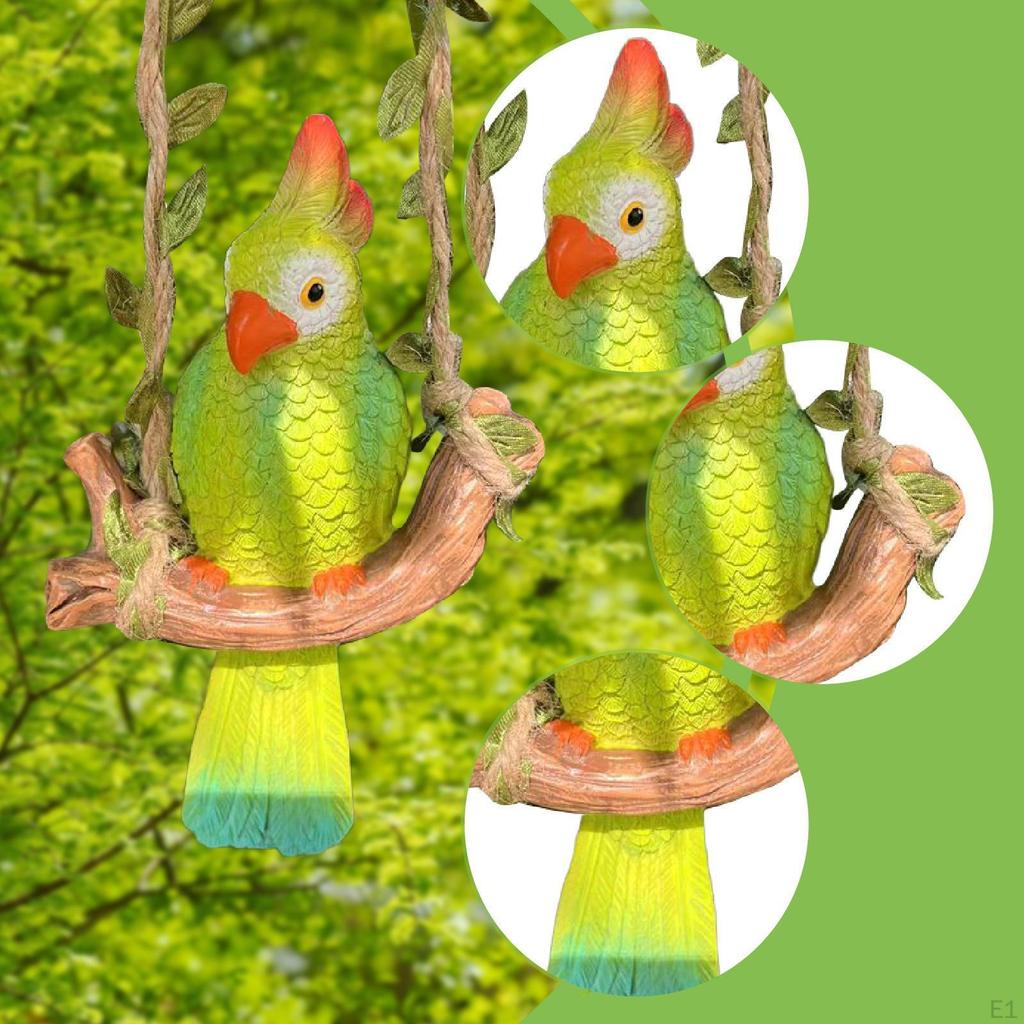 Hanging Parrot Statue Sculpture Decoration Cute Garden Accessory Lifelike Ornament Figurine