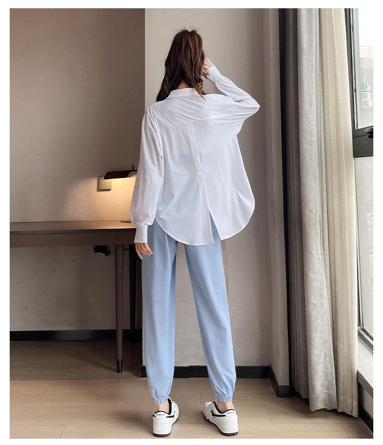 Women's Summer 2024 Ice Silk Sun Protection Set: Loose Shirt & Quick-Dry Pants.