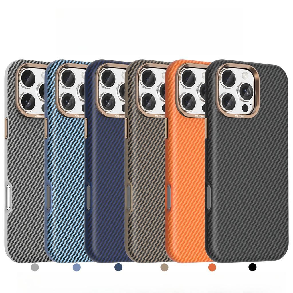 Business Magnetic Carbon Fiber Leather Case for iPhone 17 Pro Max 16 Plus 15 14 13 12 For Magsafe Camera Protection Cover