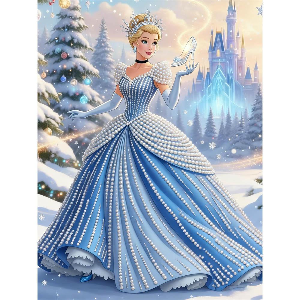 

Disney Cinderella Winter Limited Edition Creative Pearl Artwork 5D Custom Full-Diamond Embroidery Mosaic Cross-Stitch Set for Home Room Decoration 35x45cm
