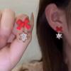 Merry Christmas Zircon Snowflake Bell Stud Earring for Women Xmas Tree Deer Bowknot Asymmetric Earring New Year Festival Jewelry