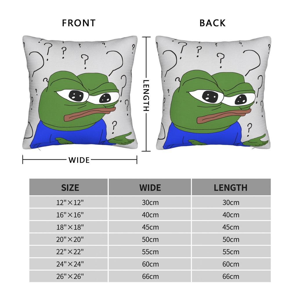 Sad P-Pepe Frog Pillowcase Polyester Cushion Cover Decorative Cartoon Pillow Case Cover Home Square 18'