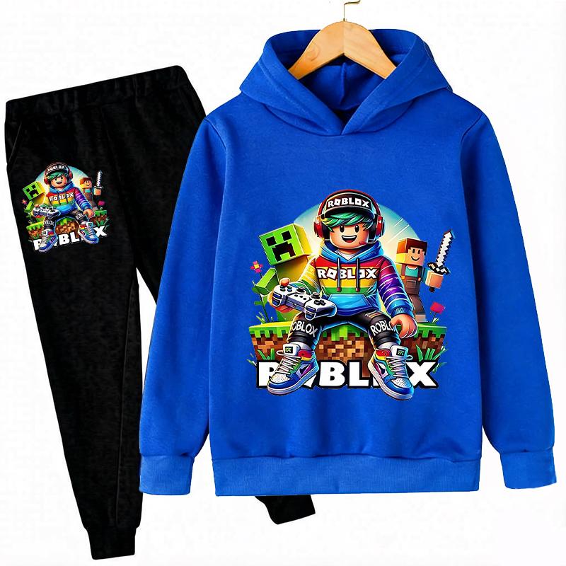2026 autumn Hot Game Roblox Cartoon Printed Children Clothes boy Autumn/winter Hoodie Set Kid Fashion Pullover Tops+Pant Suit