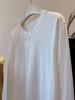 Cross-Season Pure Cotton Korean Double Gauze Long Sleeve T-Shirt for Women - Early Autumn Button Design