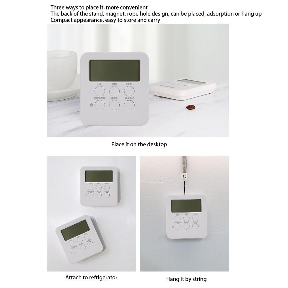 24H Alarm Clock White Countdown Timer Versatile Reminder Device for Baking