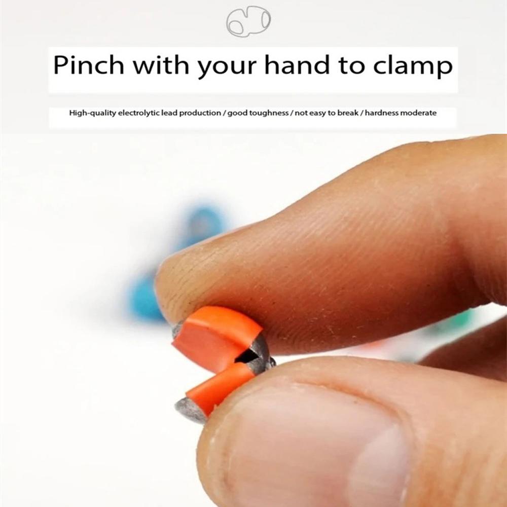 50PCS Quick Opening Fishing Lead Sinker Set, Round Bite Weights Biting Clip, Wrapping Glue, Not Damaging Line,Rock Fishing Gear
