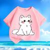 Cute Cat Elf Anime Printed Children's Summer Loose Fitting, Skin Friendly, Short Sleeved Round Casual Top T-shirt