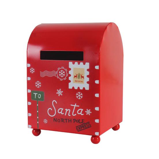 Christmas Letterbox Letters To Santa Metal Mailbox Christmas Decorative Red Mailbox for Home Indoor Outdoor Front Door Decoration Holiday Party