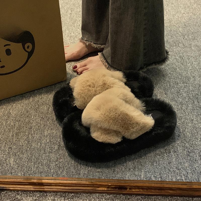Women's 2023 Autumn Fashionable Thick-Soled Cotton Fur Slippers - Trendy and Stylish Casual Outerwear