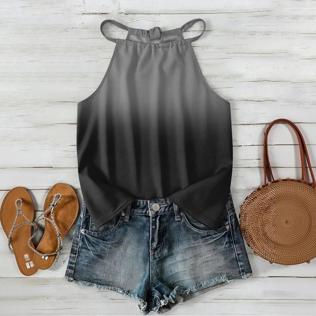 Damen ärmelloses Tanktop im Bohemian-Stil mit Farbverlaufdruck, lässig locker geschnitten, Sommer-Oberteil Weste Bluse für den täglichen Gebrauch