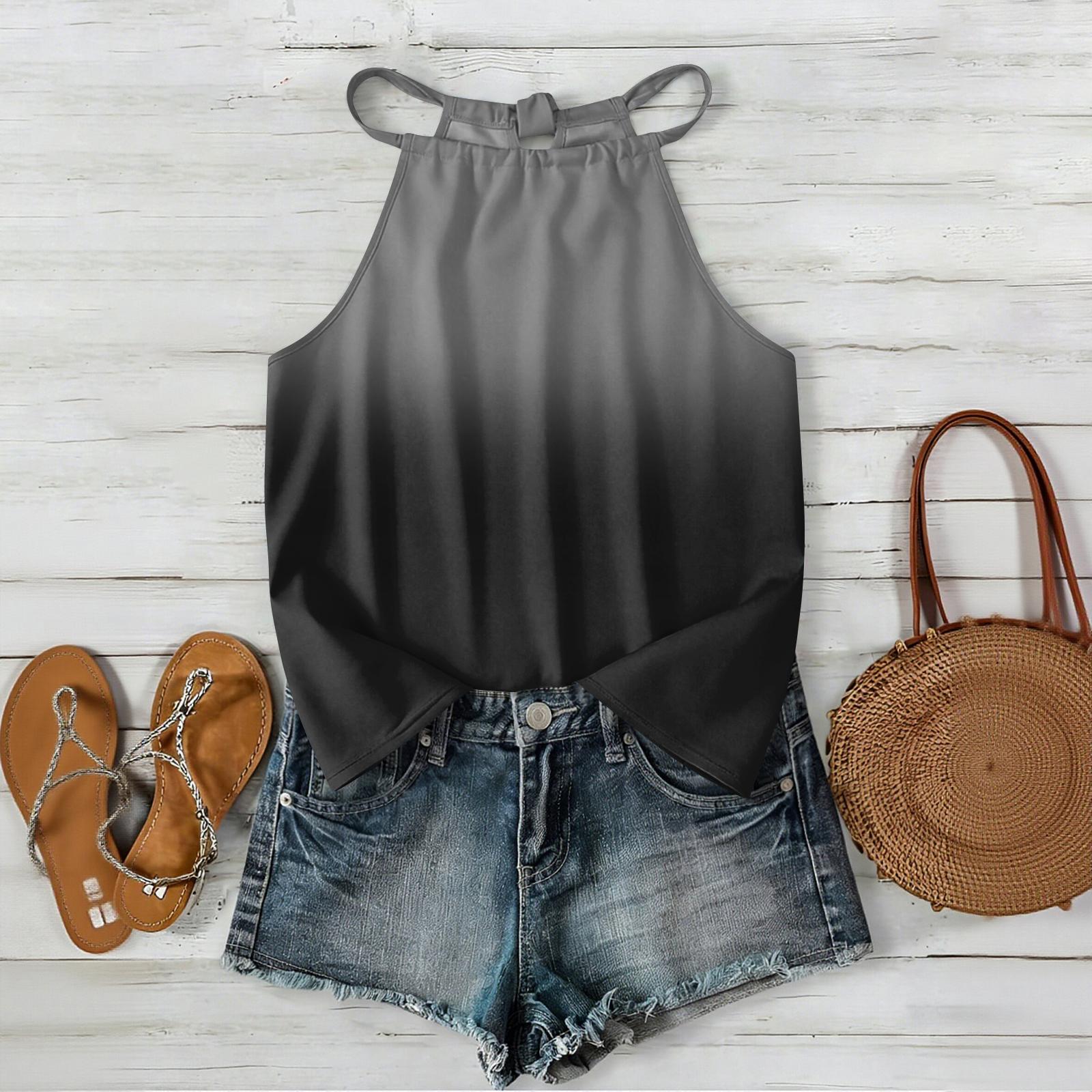 

Women Sleeveless Gradient Print Bohemian Style Tank Top Casual Loose Fit Summer Outerwear Vest Blouse for Daily Wear L