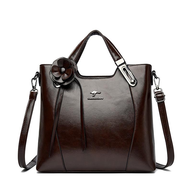 

Стильная сумка через плечо из мягкой кожи для женщин среднего возраста - Универсальная, вместительная сумка-кроссбоди коричневый