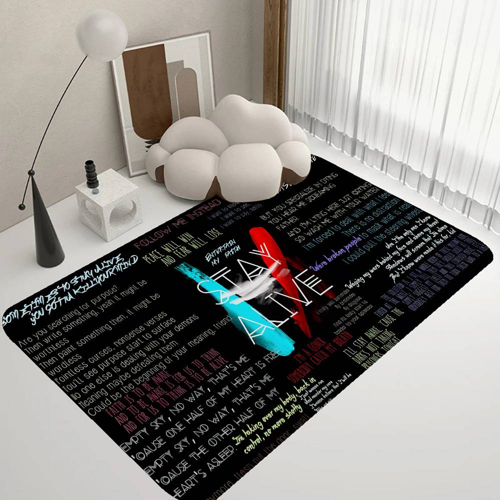 Popular T-Twenty One Pilot Band Floor Mat INS Style Soft Bedroom Floor House Laundry Room Mat Anti-skid Household Carpets