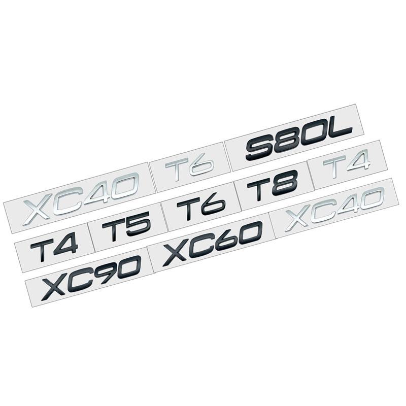 3D Car Styling Chrome Metal Black Silver Sticker Tail Emblem Rear Decal Letter Logo For Volvo T4 T5 T6 T8 B3 B4 B6 B8 V40 XC60