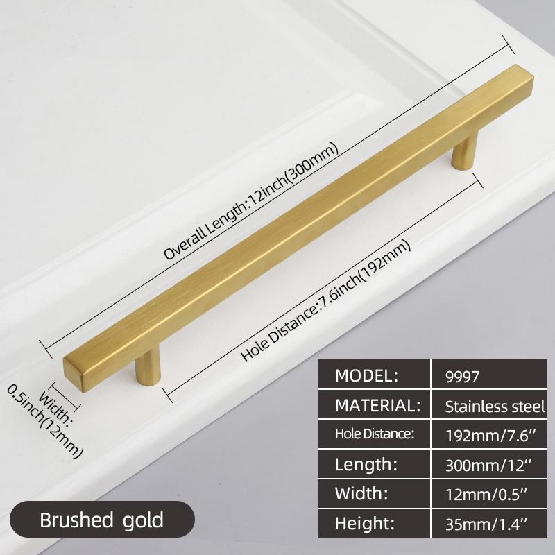 Oukali American Style Furniture Kitchen Cabinet Handle Cupboard Matt Black T Bar Square Stainless Steel Pull Handles