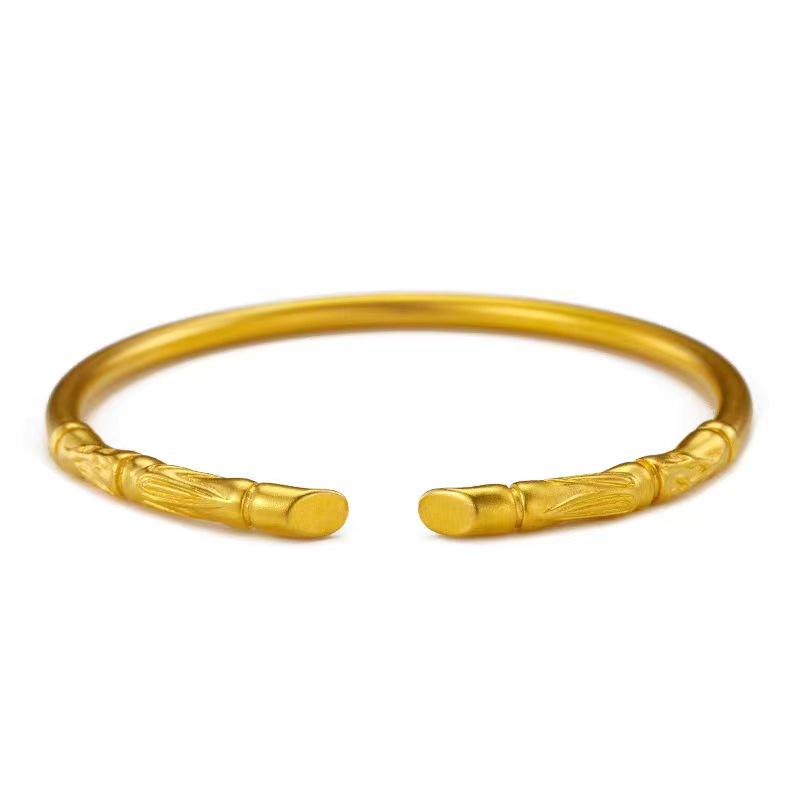 Ancient Style Vietnamese Sand Gold Women's Bamboo Section Open Bangle