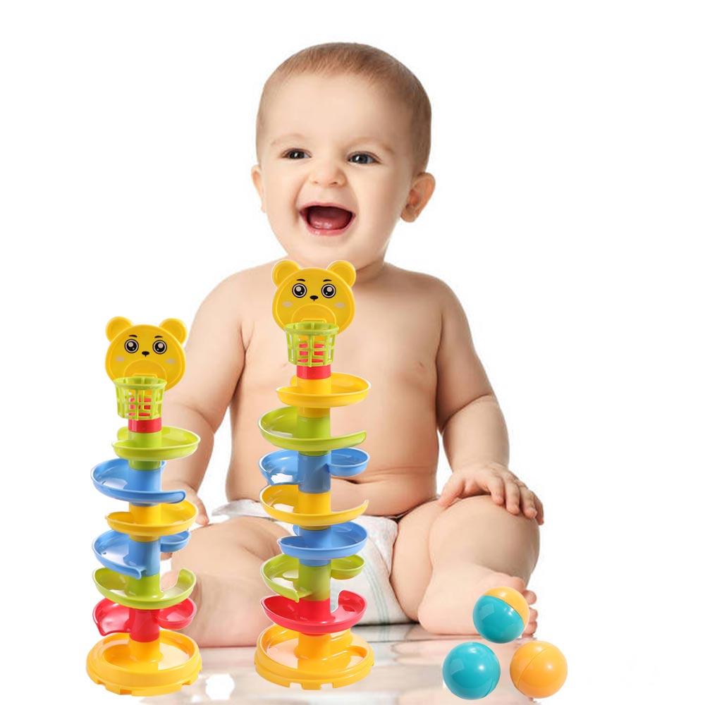 Toy Baby Puzzle Toy Track Turn Around Toy Ball Drop Roll Swirling Tower Spin Track Toy Set