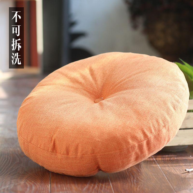 

Munuan Льняная Подушка Футон Утолщенная Ткань для Эркерного Окна Йога Медитация Подставка Балкон Татами Круглая Подушка Orange non-washable 40X40cm