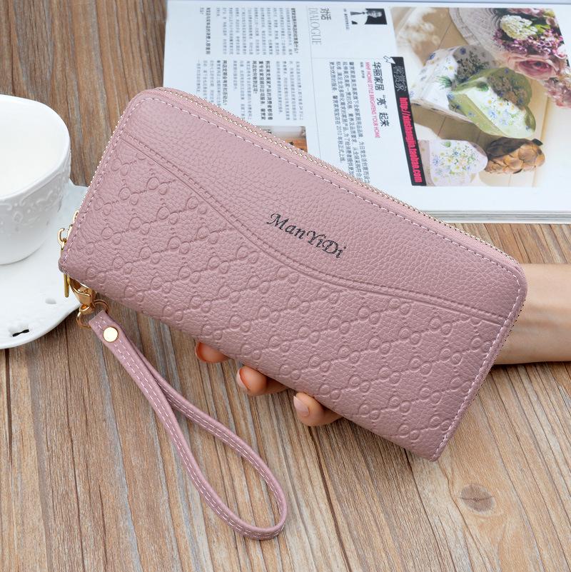 Women's Double Zipper Soft Leather Long Wallet & Phone Clutch