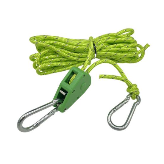 

1 Набір Мотузка-Ролик 4/5М Шнур Для Зовнішнього Туризму Рюкзака Пішого Туризму Міцний Натягувач з Регулятором Мотузки для Човнярства Кемпінгу 4 зелений