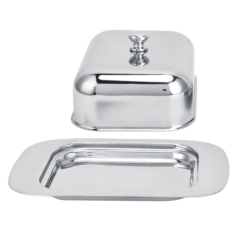 With Cover Handle Cheese Box Container Stainless Steel Metal Cheese Tray Daily Dessert Serving