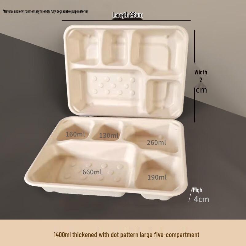 Disposable 5-Compartment Paper Takeout Box