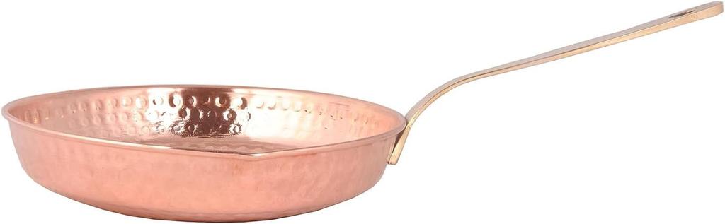 TreegoArt Pure Copper Frying Pan, Tadka Pan, Cooking, Serving Utensils, for Home and Hotel, Restaurant, Kitchenware, 350 ml
