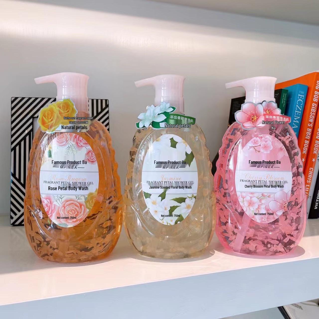 Famous Brand Cherry Blossom & Jasmine Rose Petal Shower Gel - Floral Moisturizing Fragrance for Home Use Rose 750ml
