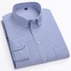 New Cotton Oxford Shirts Men's Long Sleeves Stripe Thin Soft Regular Fit Formal Dress Shirt Pocket Social Blouse Male Clothing