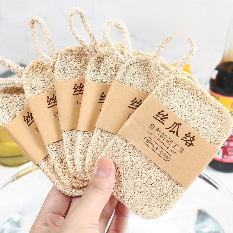 Natural Loofah Sponge for Dishes - Plant Fiber Scouring Pad Eco-Friendly Durable Kitchen Cleaning Cloth Non-Scratch Pot Scrubber
