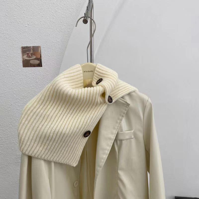 

Женский шерстяной шарф-пуловер в корейском стиле с высоким воротником — теплый, универсальный шарф для осени и зимы абрикосовый